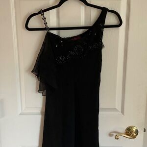 NWT black silk and beaded dress 6 TOM AND LINDA PLATT FROM SAKS 5th ave $1265